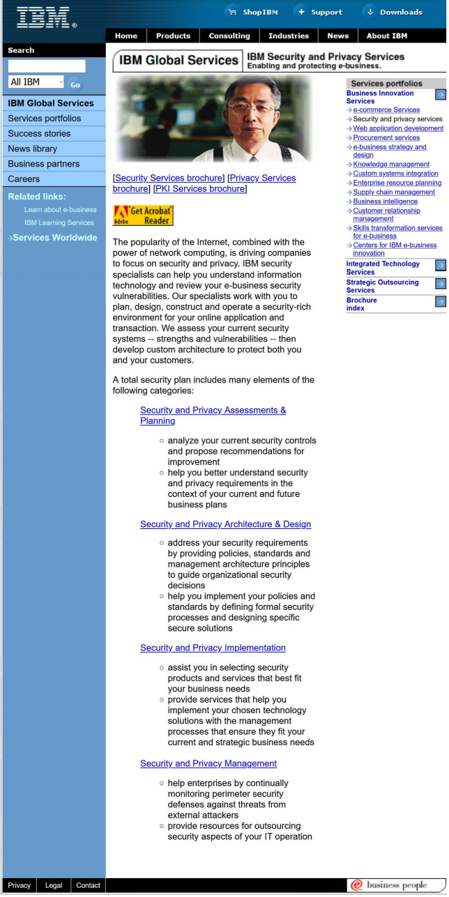 Picture of IBM webpage
